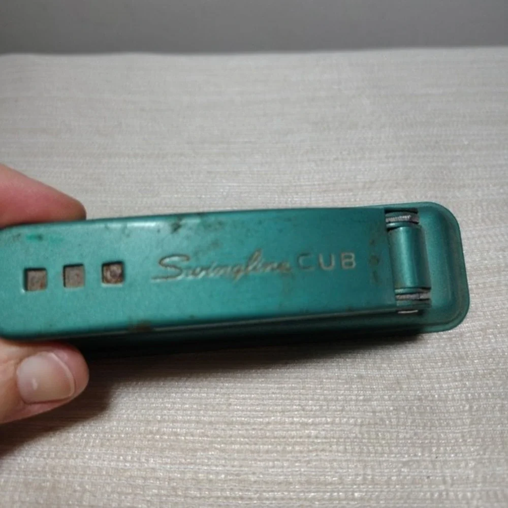 Swingline Cub Stapler Teal‎ Mid Century Metal Desk Office Tool USA Made Vtg